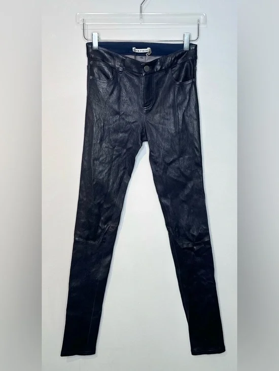 Alice + Olivia Navy Blue Lambskin Leather Skinny Pants Jeans NWT - Picture 1 of 13